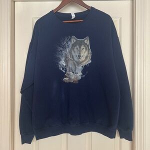 Vintage 90s Wolf Graphic Sweatshirt Jerzees Nublend Men’s XL